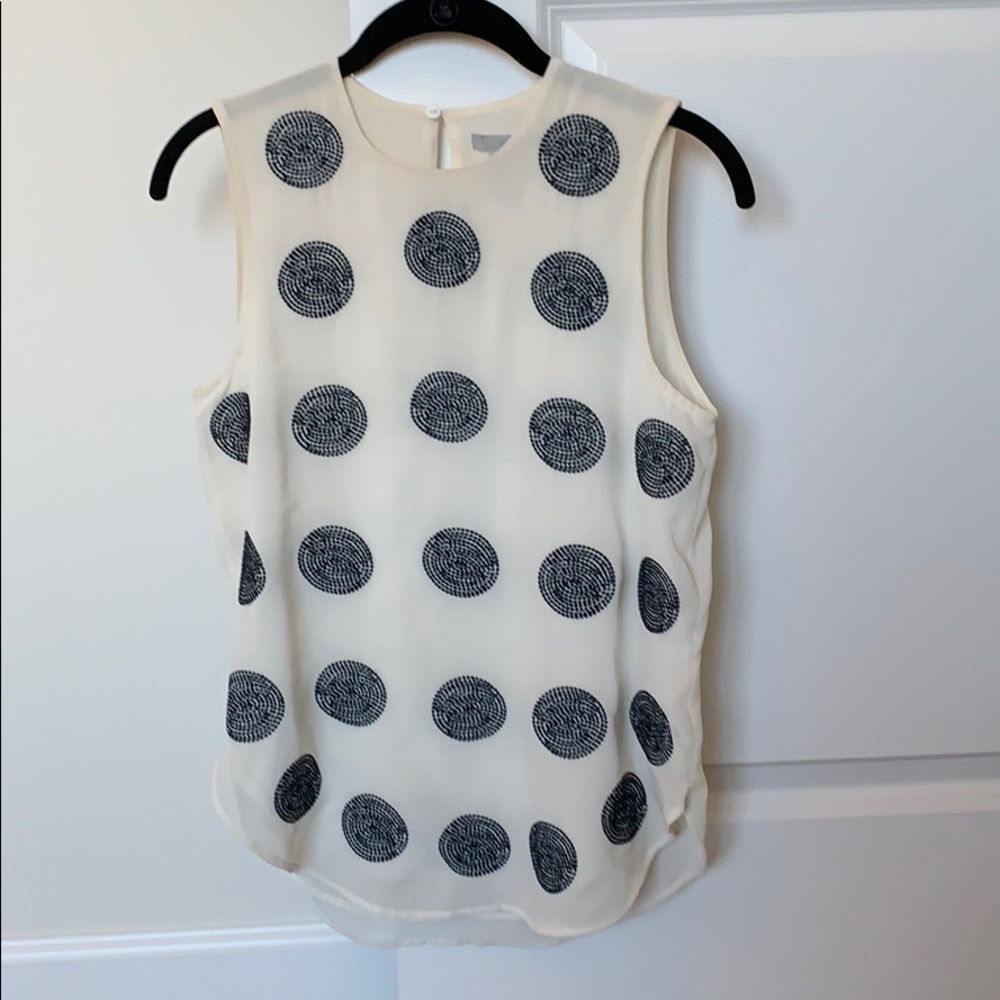 Sleeveless Polka-Dot Dress Shirt